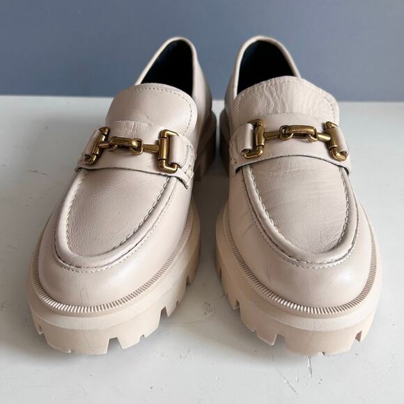 Massimo Dutti loafers shoes size 7.5 chunky lug sole horse bit cream academia - Picture 6 of 12